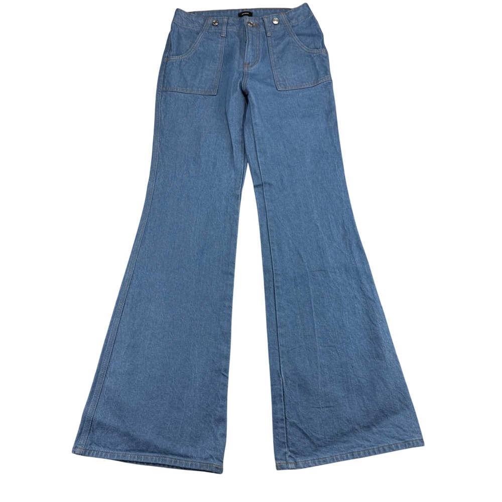 Express 70s Flare Mid Rise Stretch Blue Denim Jeans 6L 007192500